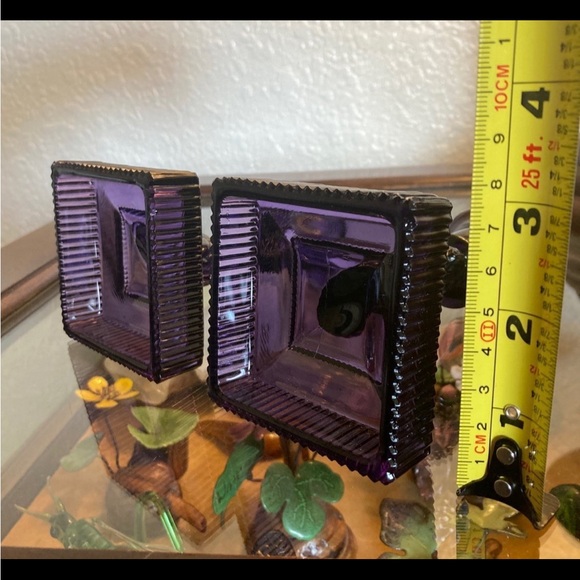 Vintage Amethyst Koi Fish candlesticks Deep Violet, Pair, Imperial Glass - Picture 11 of 16